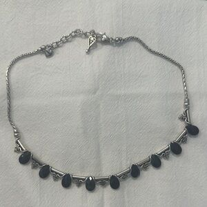 Brighton Silver Necklace with Black Teardrops